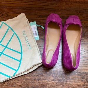 Violet & Red Zelda Suede Bow Flat - Size 10